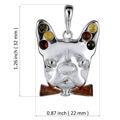 Sterling Silver and Baltic Amber French Bulldog Pendant