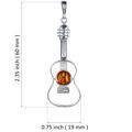 Sterling Silver and Baltic Amber Guitar Pendant