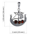 Sterling Silver and Baltic Amber Viking Boat Pendant