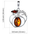 Sterling Silver and Baltic Amber Pumpkin Pendant