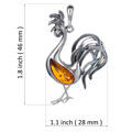 Sterling Silver and Baltic Amber Rooster Pendant