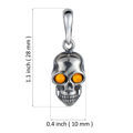 Sterling Silver and Baltic Amber Skull Pendant