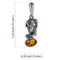 Sterling Silver and Baltic Amber Virgo Zodiac Sign Pendant