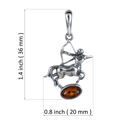 Sterling Silver and Baltic Amber Sagittarius Zodiac Sign Pendant