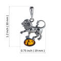 Amber Jewelry - Sterling Silver and Baltic Amber Leo Zodiac Sign Pendant