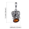 Sterling Silver and Baltic Amber Gemini Zodiac Sign Pendant