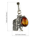 Sterling Silver and Baltic Amber Zodiac Sign Aquarius  Pendant