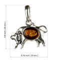 Sterling Silver and Baltic Amber Zodiac Sign Taurus  Pendant