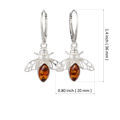 Sterling Silver and Baltic Honey Amber Bumble Bee Earrings, French Leverback Dangle Earrings, Statement Gemstone Earrings, UPC 053926498970