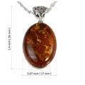 Sterling Silver and Baltic Honey Oval Amber Pendant "Lois"