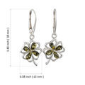 Sterling Silver and Baltic Green Amber French Leverback Earrings Shamrock