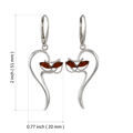 Sterling Silver And Baltic Honey Amber French Leverback Kitty Cat Earrings