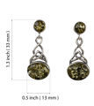 Sterling Silver and Baltic Green Amber Post Back Earrings "Anneke"