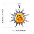 Sterling Silver and Baltic Amber "Flaming Sun" Pendant (Medium)