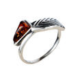 Sterling Silver and Baltic Honey Amber Arrow Ring