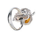 Sterling Silver and Baltic  Amber Leaf Ring