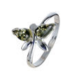 Sterling Silver and Baltic Green  Amber Butterfly Ring