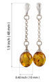 Sterling Silver and Baltic Honey Amber Post Back Dangling Earrings
