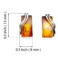 Ewa Baltic honey amber stud earrings in 925 sterling silver with size guide showing 0.5 inch height and 0.3 inch width, genuine rectangle amber post back earrings handmade in Poland