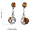 Sterling Silver and Baltic Honey Amber Earrings "Soccer"