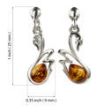 Sterling Silver and Baltic Honey Amber Earrings "Swan"