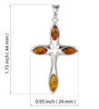 Amber Cross Pendant, Sterling Silver and Baltic Honey Amber Cross Pendant Necklace