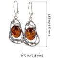 Sterling Silver and Baltic Honey Amber Kidney Hook Earrings "Mary" (large)