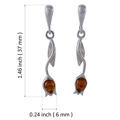 Sterling Silver and Baltic  Honey Amber Post Back Tulip Earrings