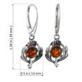 Sterling Silver and Baltic Amber French Leverback  Amber Burdock Earrings