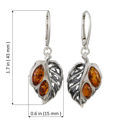 Sterling Silver and Baltic Amber French Leverback Honey Amber Leaf Earrings