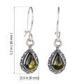 Sterling Silver and Baltic Green Amber Earrings "Bajena"