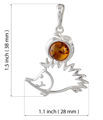 Sterling Silver and Baltic Honey Amber Hedgehog Pendant
