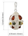 Sterling Silver and Baltic Multicolored Amber Locket Pendant Necklace