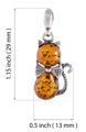 Sterling Silver and Baltic Honey Amber Cat Pendant Necklace