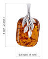 GIA Certified Sterling Silver and Baltic Honey Amber Pendant "Fern"