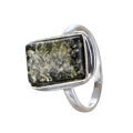 Sterling Silver and Baltic Green Amber Ring "Cora"