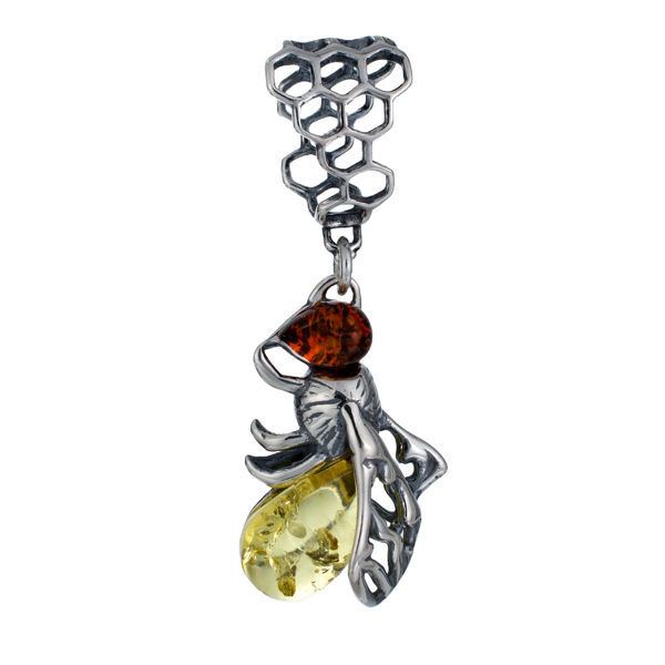 Sterling Silver and Baltic Amber Bumblebee Pendant