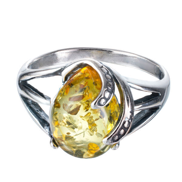 Sterling Silver and Baltic Lemon  Amber Ring