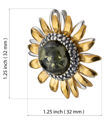 Gold Plated Sterling Silver and Baltic Green Amber Sunflower Pendant Necklace