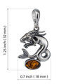 Sterling Silver and Baltic Amber Capricorn Zodiac Sign Pendant