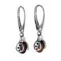 Sterling Silver and Baltic Honey Amber French Leverback Ladybug Earrings