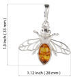 GIA Certified Sterling Silver and Baltic Amber  Bumblebee Pendant Necklace For Women