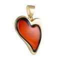 Gold Plated 925 Sterling Silver Cherry Baltic Heart Amber Pendant