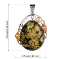 Gold Plated 925 Sterling Silver Green Baltic  Amber With Freshwater Pearl Pendant