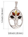 Sterling Silver and Baltic Multicolored Amber Pendant "Tree Of Life"