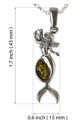 Sterling Silver and Baltic Amber Mermaid Pendant