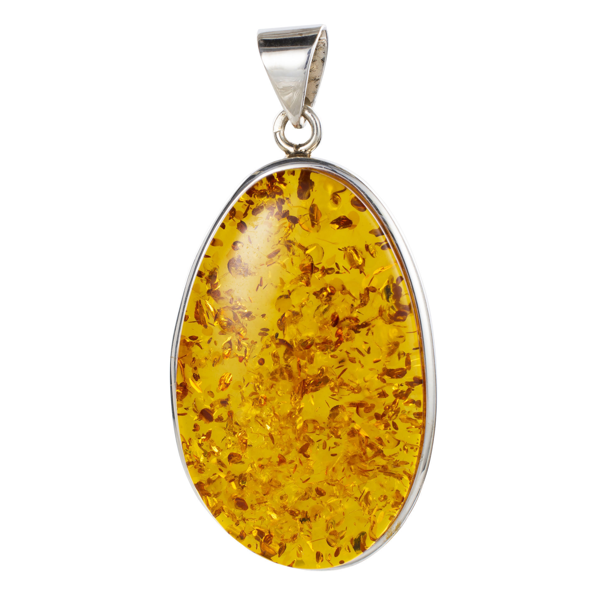 Sterling Silver and Oval Shaped Baltic Honey Amber Pendant