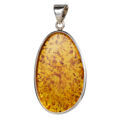 Sterling Silver and Oval Shaped Baltic  Honey Amber Pendant