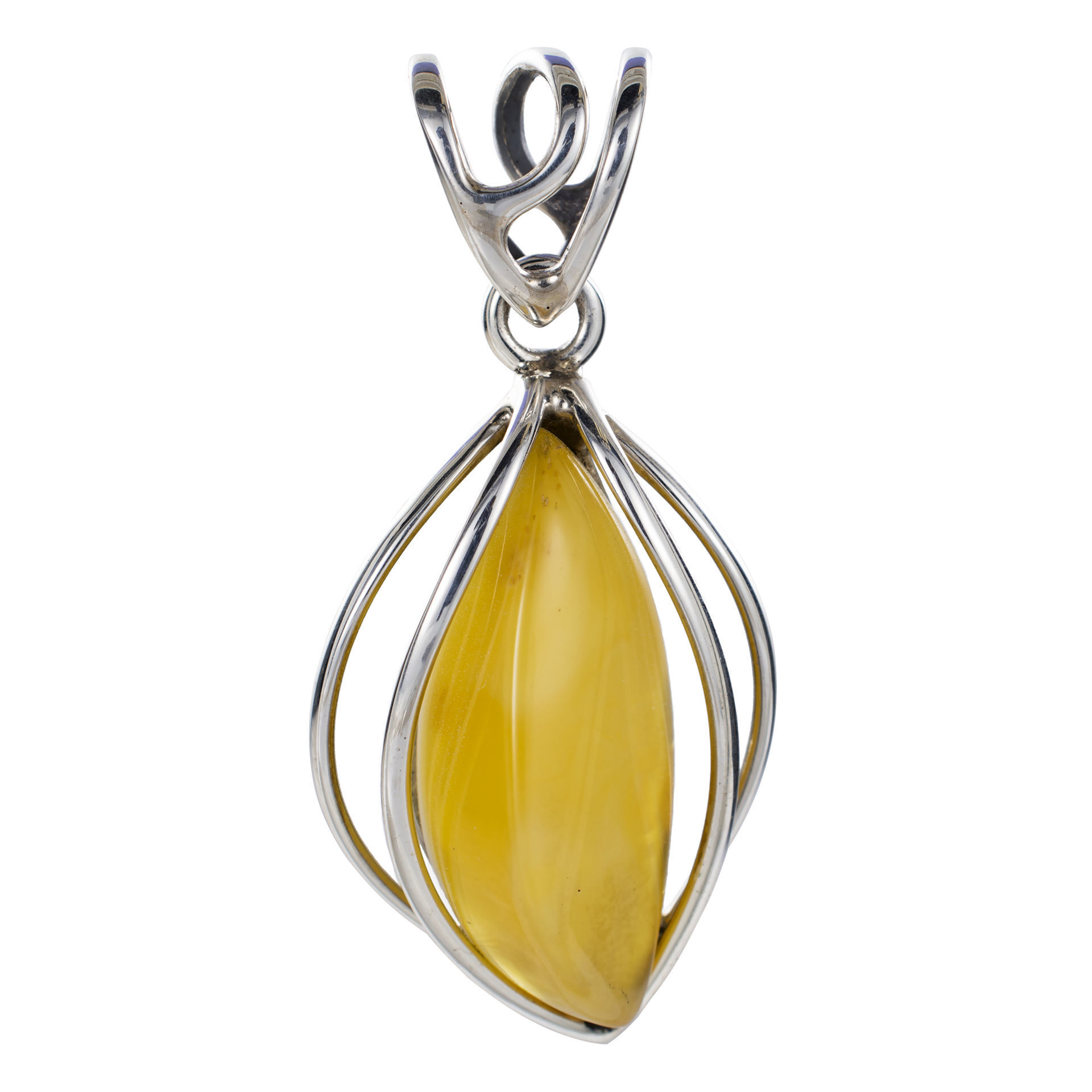 assign fascism moderately Sterling Silver and Baltic Butterscotch Amber Pendant Modern