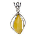 Sterling Silver and Baltic Butterscotch Amber Pendant Modern